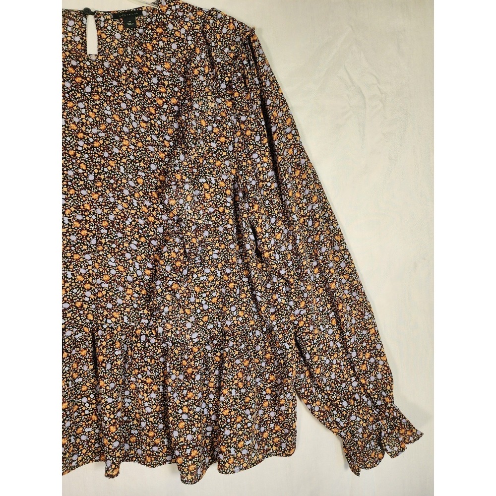 Ann Taylor XL Floral Peplum Blouse Long Sleeve Boho Cottagecore Top Prairie Chic - Picture 2 of 6